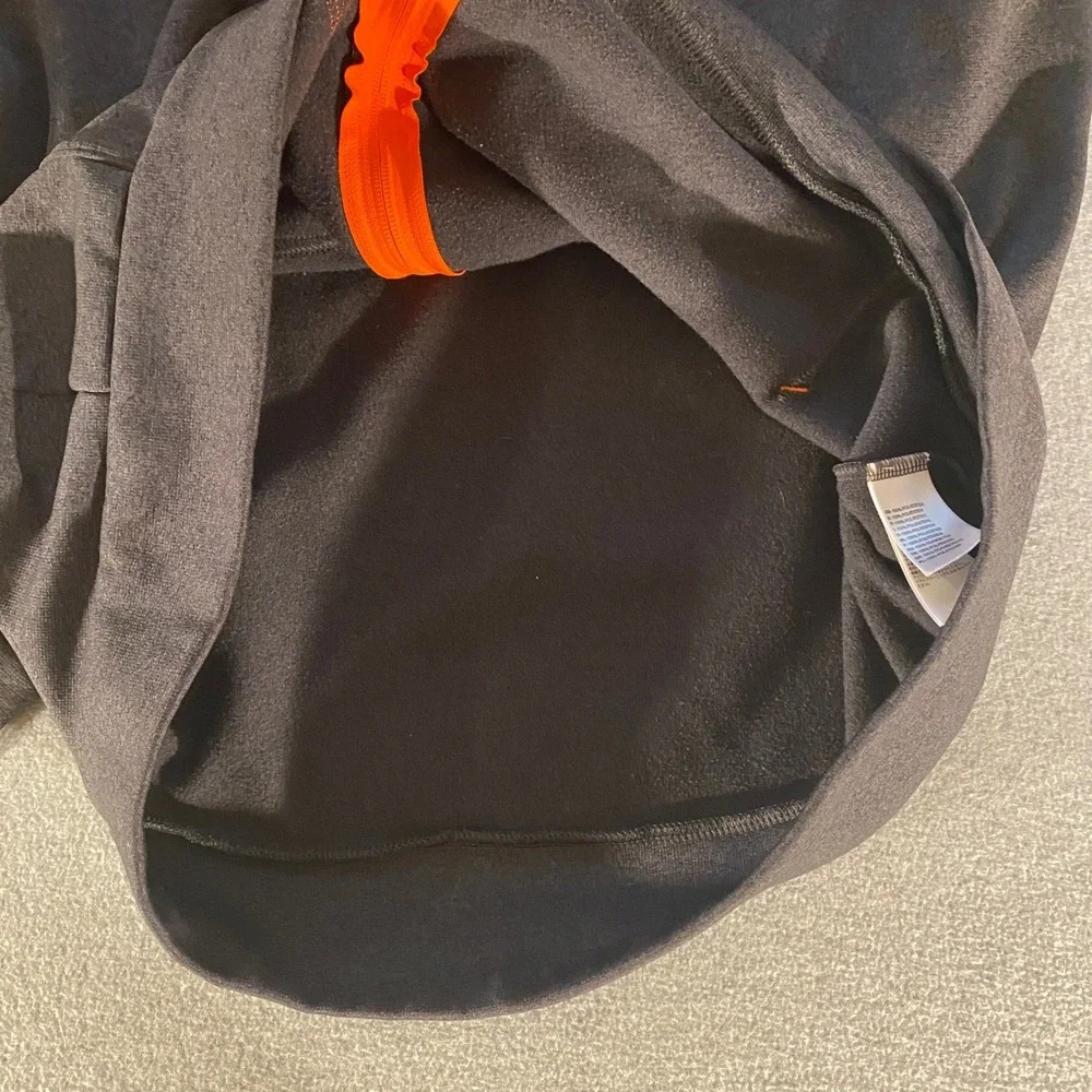 The North Face Mens XL Full Zip Hoodie Fleece Charcoal Gray Orange Logo